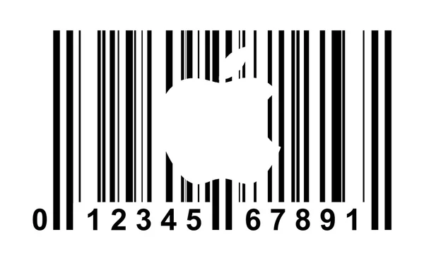 Codice a barre con mela — Foto Stock