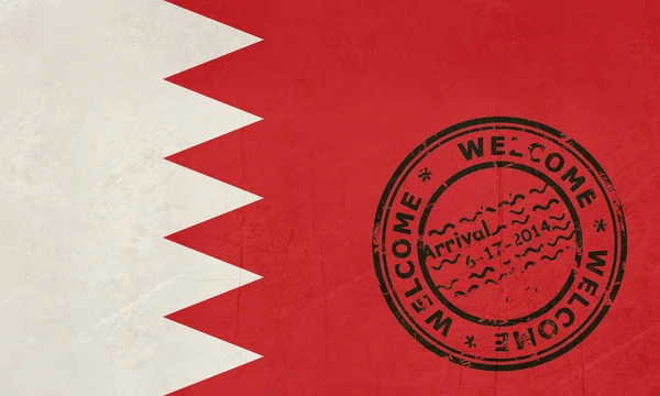 Bienvenido a Bandera de Bahréin con sello de pasaporte — Foto de Stock