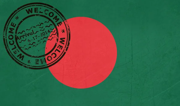 Bem-vindo ao Bangladesh bandeira com carimbo de passaporte — Fotografia de Stock