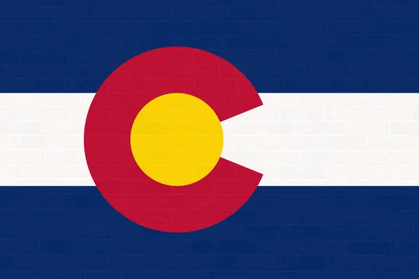 Colorado Devlet bayrağı tuğla duvar — Stok fotoğraf
