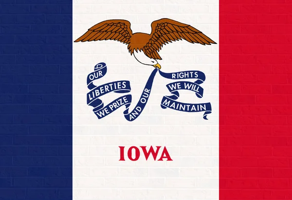 Iowa state flag on brick wall — Stock Photo, Image