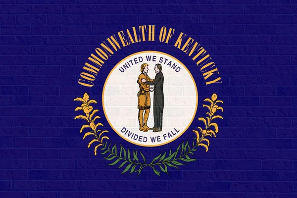 Bandiera di stato del Kentucky sul muro di mattoni — Foto Stock