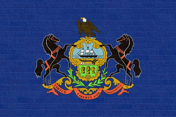 Vlag van Pennsylvania op bakstenen muur — Stockfoto