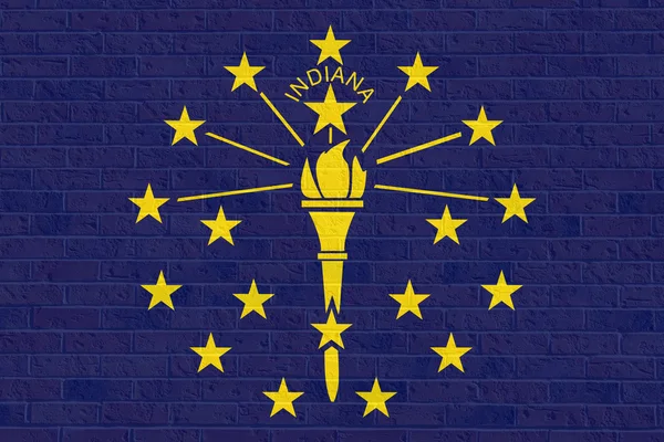 Indiana State flag on brick wall — Stock Photo, Image