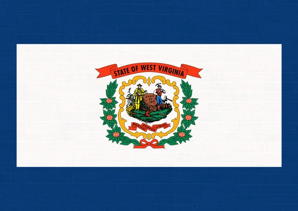 Batı virginia Devlet bayrağı tuğla duvar Telifsiz Stok Imajlar