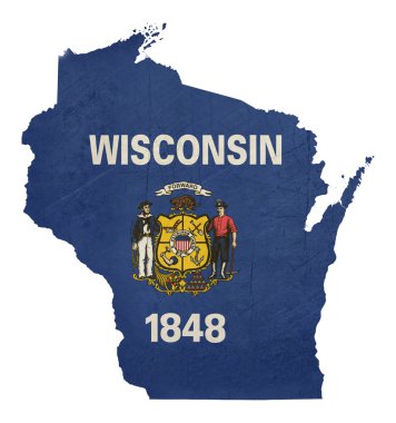 Grunge wisconsin Eyaleti'nde bayrak harita