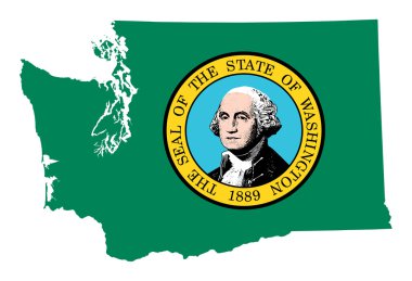 State of Washington flag map clipart
