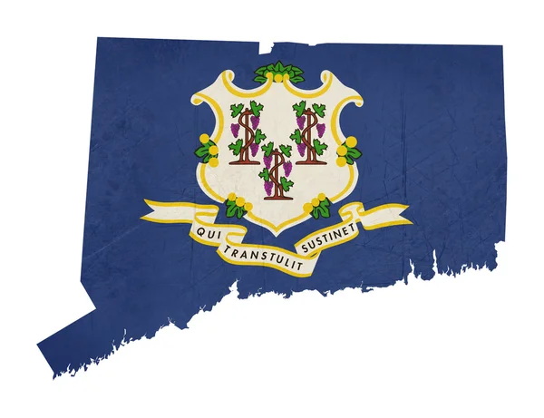 Grunge état du Connecticut carte du drapeau — Photo