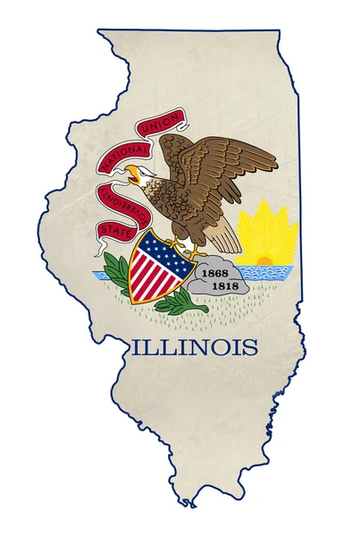 Карта флага штата Иллинойс Гранж — стоковое фото