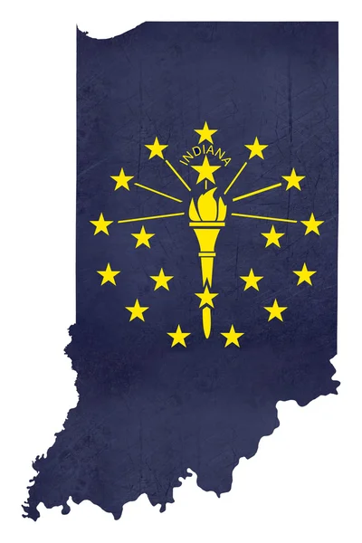 Grunge Indiana Eyalet bayrağı Haritası — Stok fotoğraf