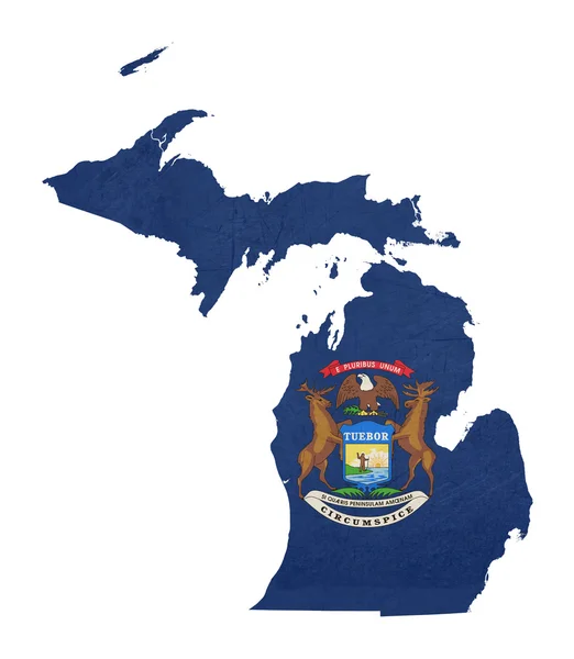 Grunge State of Michigan Flagge Karte — Stockfoto