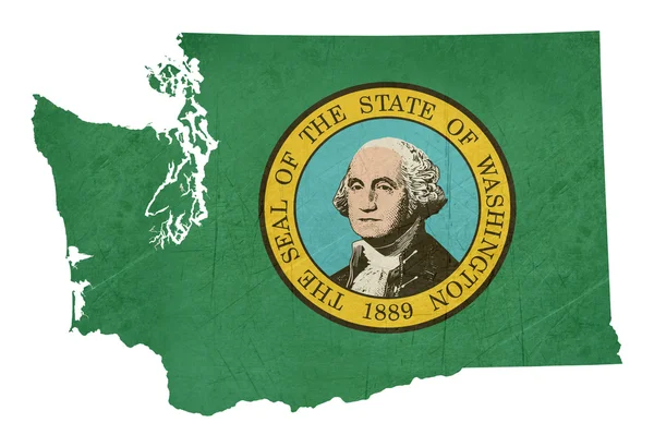 Grunge State of Washington Flagge Karte — Stockfoto