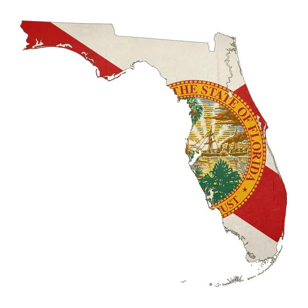 佛罗里达州 grunge 国旗地图 — 图库照片