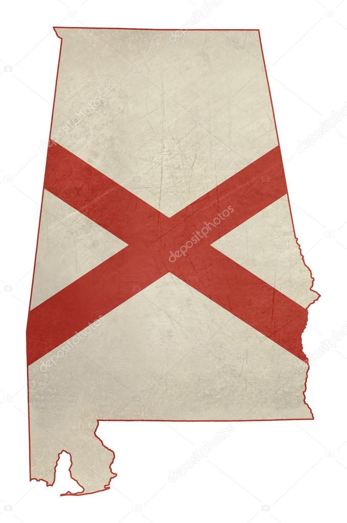 Grunge state of Alabama flag map