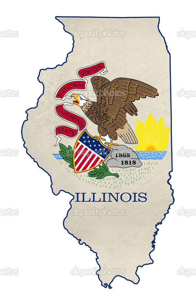 Grunge state of Illinois flag map