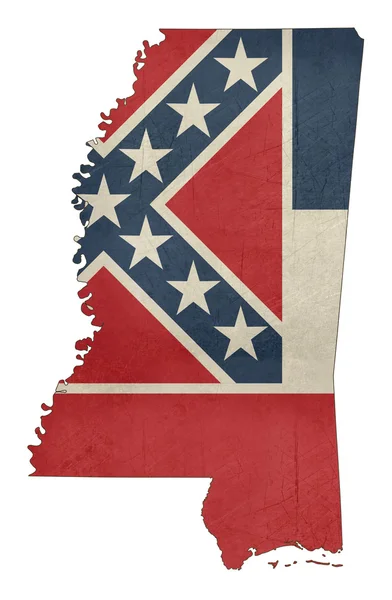 Carte du drapeau de Grunge Mississippi — Photo
