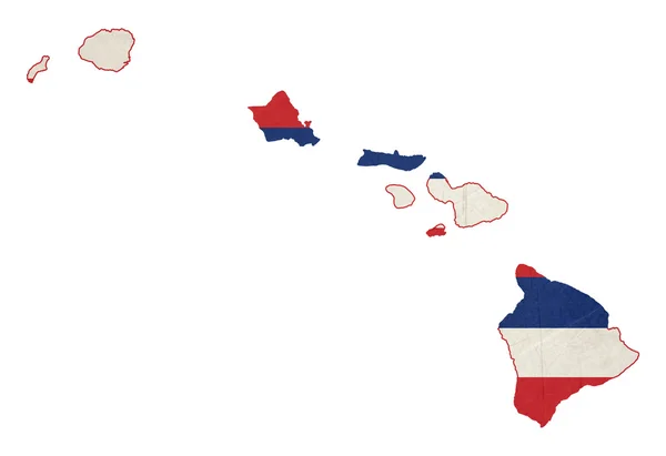 Mapa de la bandera de Grunge state of Hawaii —  Fotos de Stock