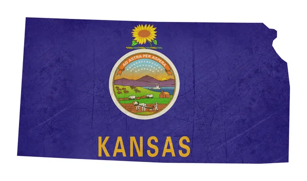 Grunge State of Kansas Flagge Karte — Stockfoto