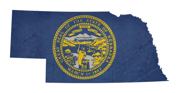 Carte de l'état du Grunge du drapeau du Nebraska — Photo