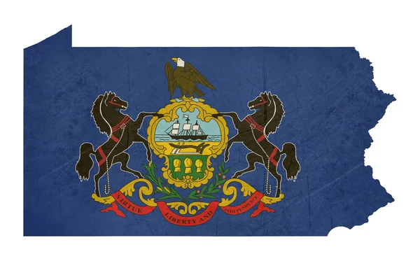 Grunge pennsylvania eyalet bayrağı Haritası — Stok fotoğraf
