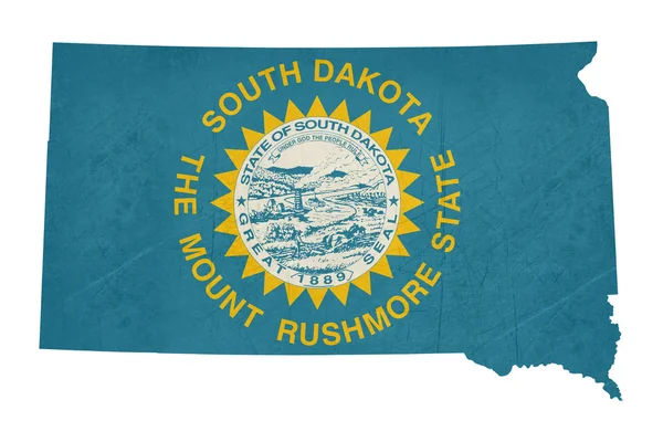 Mapa da bandeira do estado de Grunge, Dakota do Sul — Fotografia de Stock