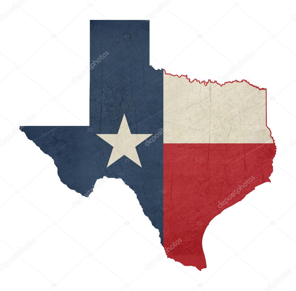 Grunge state of Texas flag map isolated on a white background, U.S.A