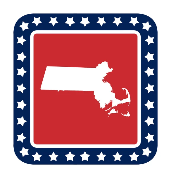 Massachusetts state button — Stock Photo, Image