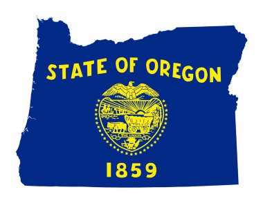 State of Oregon flag map clipart
