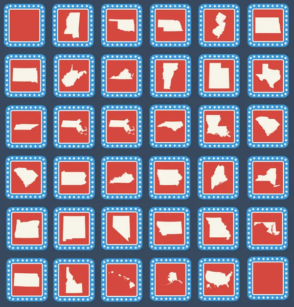 Set of American state map buttons — Stock Photo, Image