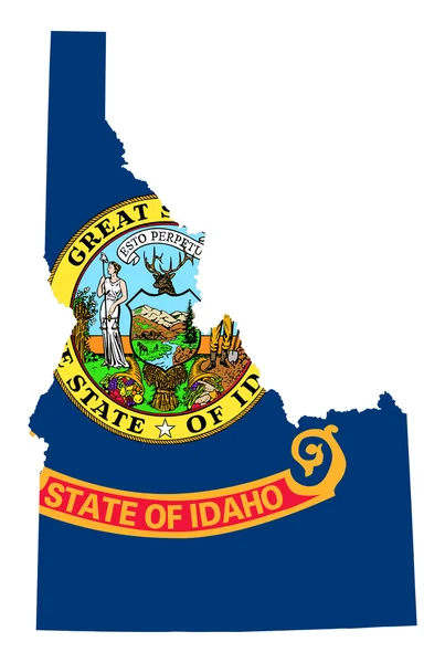 Idaho Eyalet bayrağı Haritası — Stok fotoğraf