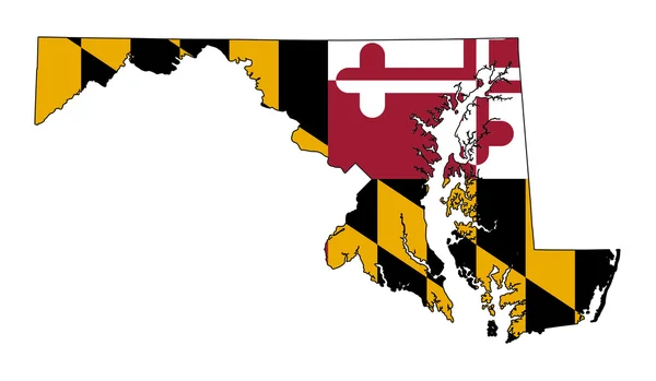 马里兰州的国旗地图 — 图库照片