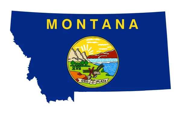 Montana State bayrak harita — Stok fotoğraf