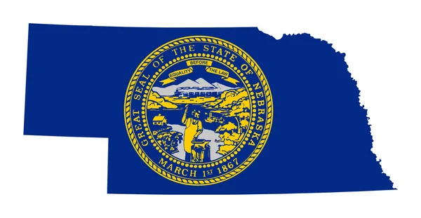 Nebraska State flagga karta — Stockfoto