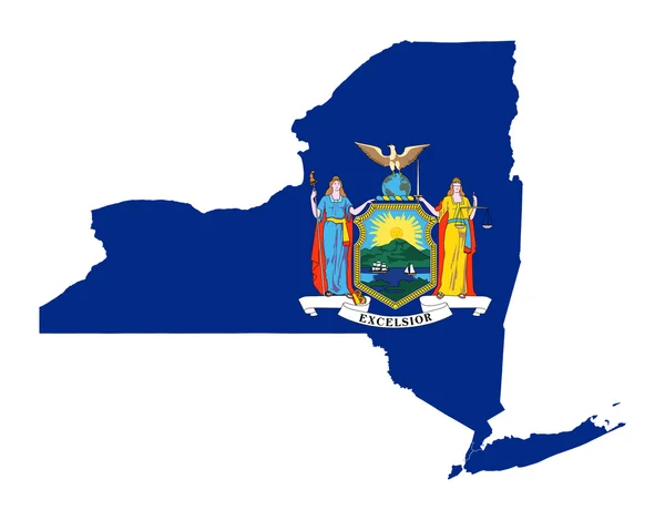 Πολιτεία της Νέας Υόρκης χάρτη σημαία — Φωτογραφία Αρχείου