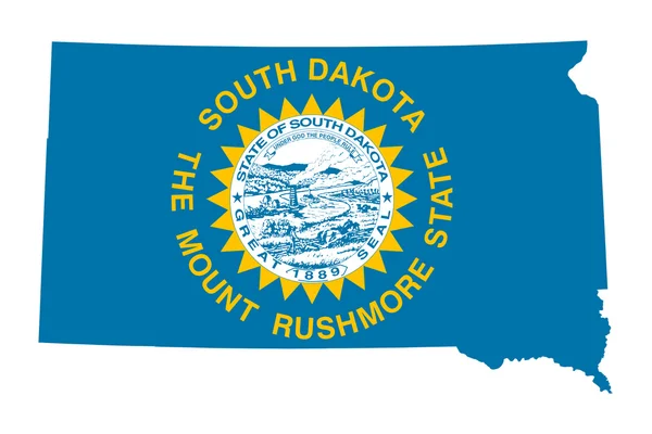 Delstaten south dakota flagga karta — Stockfoto