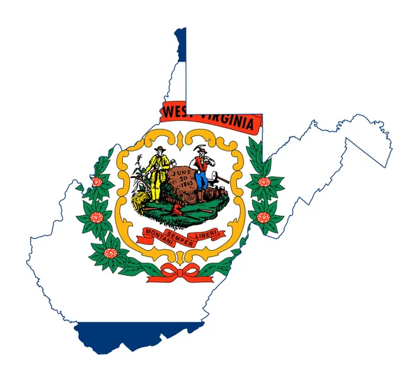 Πολιτεία της Δυτικής Βιρτζίνια Χάρτης σημαία — Φωτογραφία Αρχείου