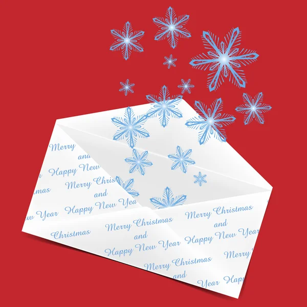 Envelope com flocos de neve — Vetor de Stock