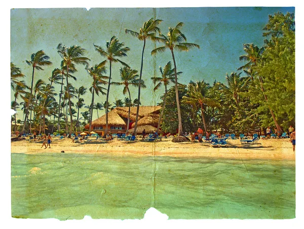 Descansa en la playa. La postal, en un estilo retro estilizado. Isol —  Fotos de Stock