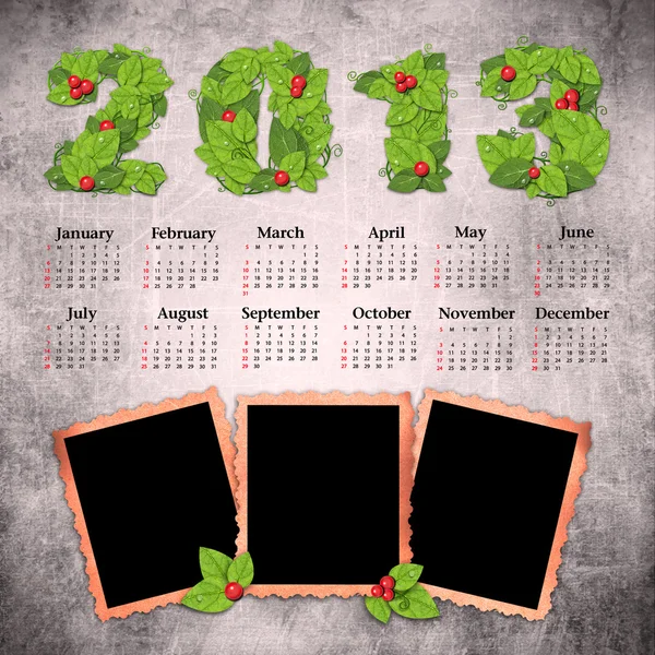 Vintage calendar 2013 with — Stock Photo, Image