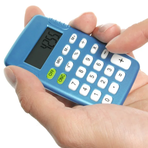 Mano sosteniendo una calculadora — Foto de Stock