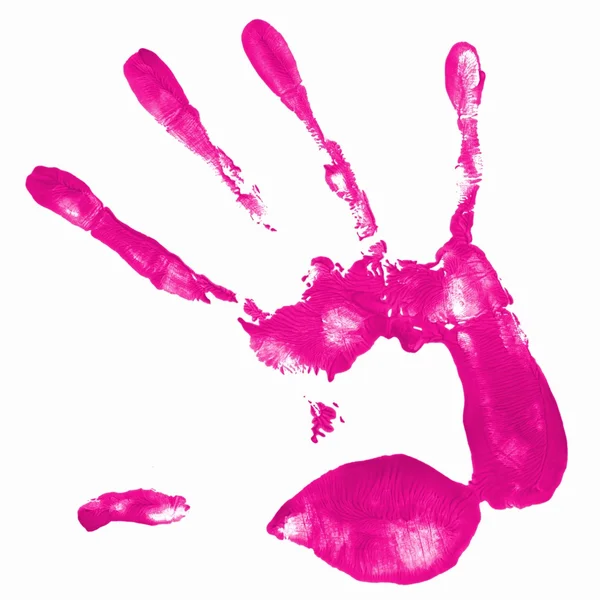 Hand print with pink color — Stock Photo, Image