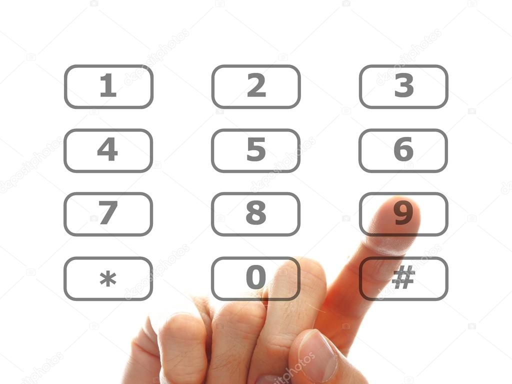 Finger push a telephone number button