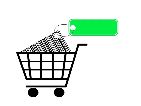 Shopping cart with label — Stock Photo, Image