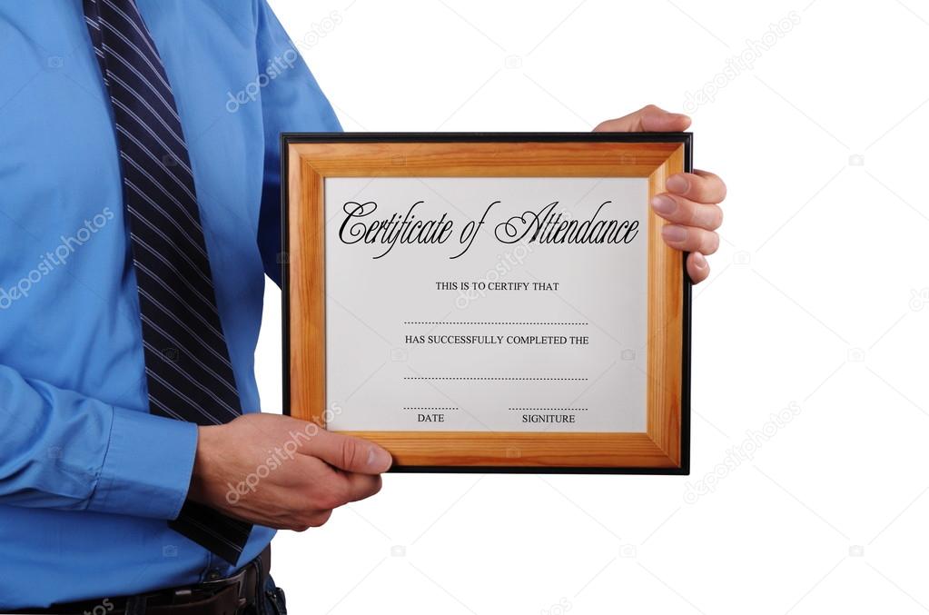 businessman holding certificate