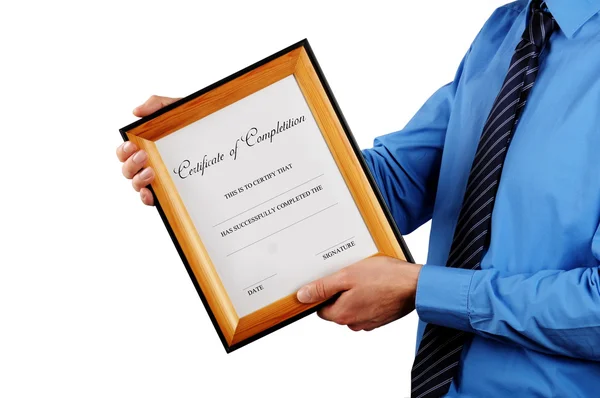 Businessman holding certificate — Stock Photo, Image