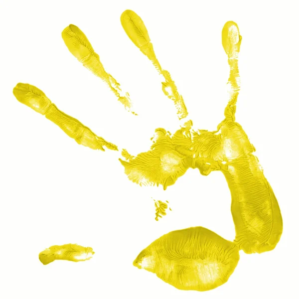 Impression à la main avec couleur jaune Images De Stock Libres De Droits