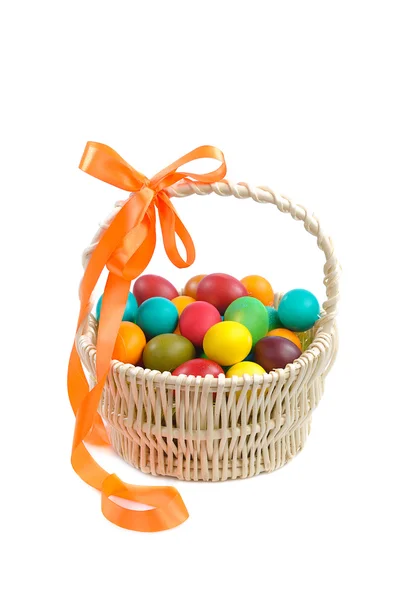 Easter eggs in basket — Stock Photo, Image