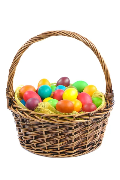 Easter eggs in basket — Stock Photo, Image