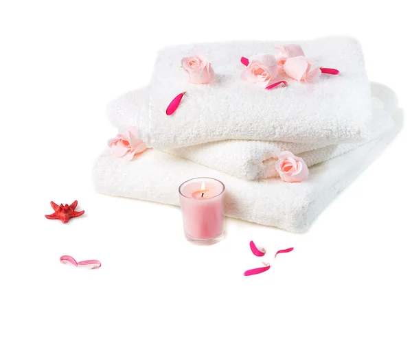 Спа з рожевими квітами — стокове фото