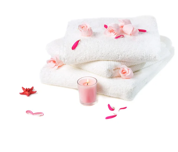 Spa avec fleurs roses — Photo